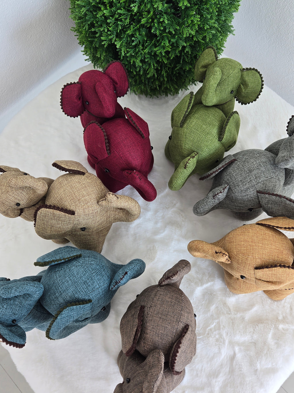 Hemp Elephant with baby detail Stuffed Toy Handmade Decor