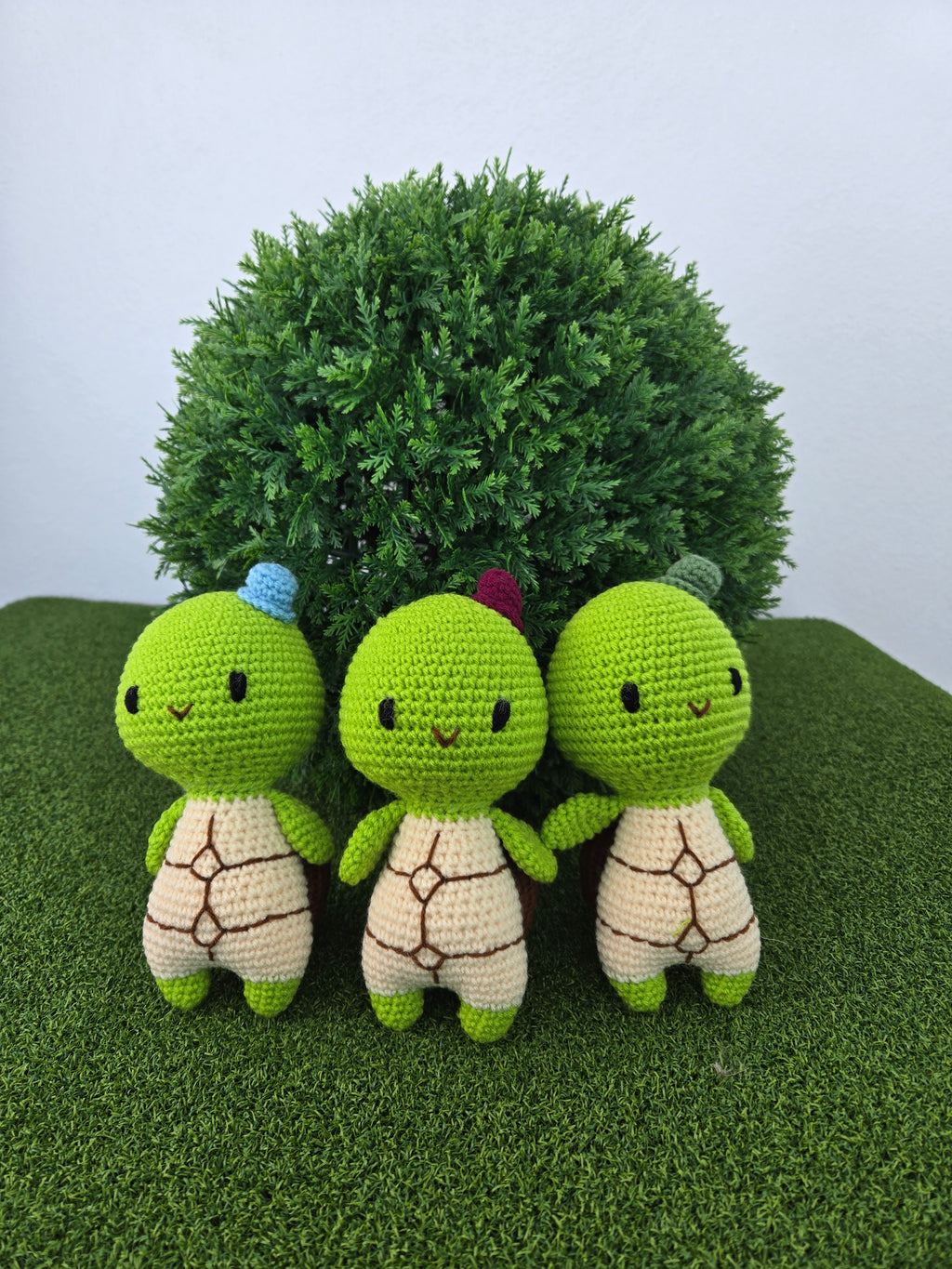 Handmade Crochet Turtle Doll Pink Bow