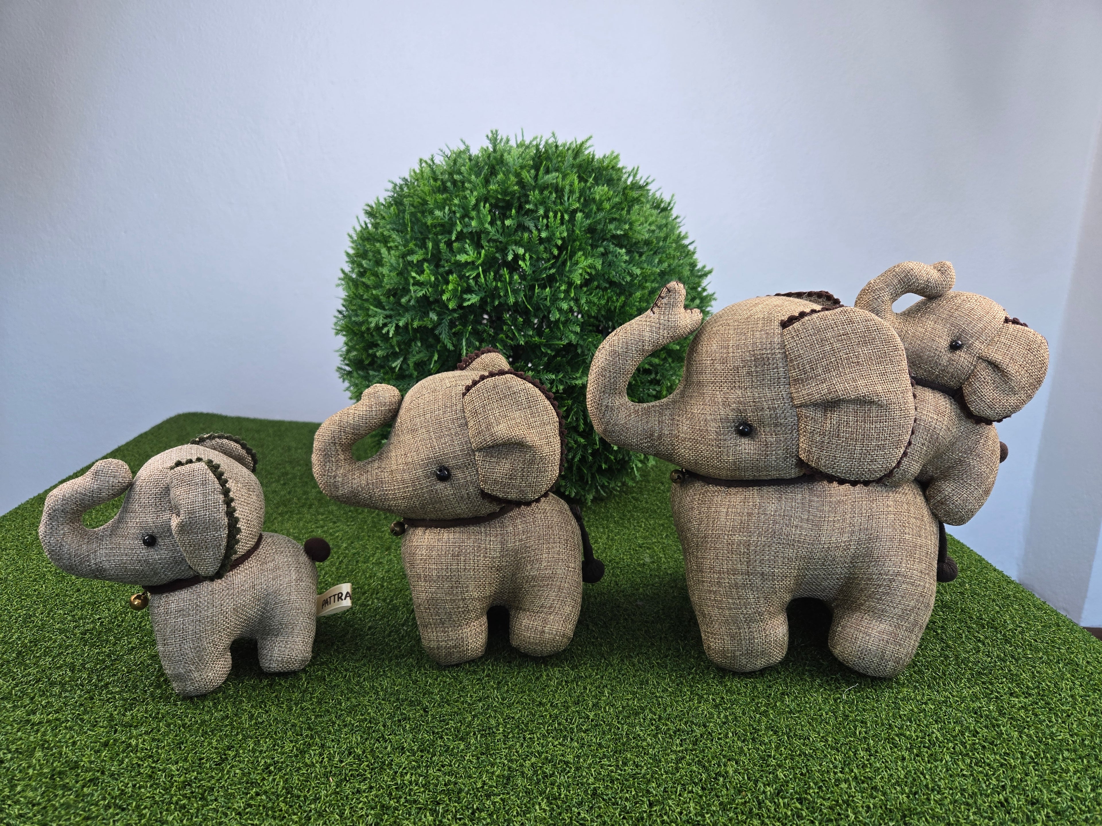 Hemp Elephant with baby detail Stuffed Toy Handmade Decor