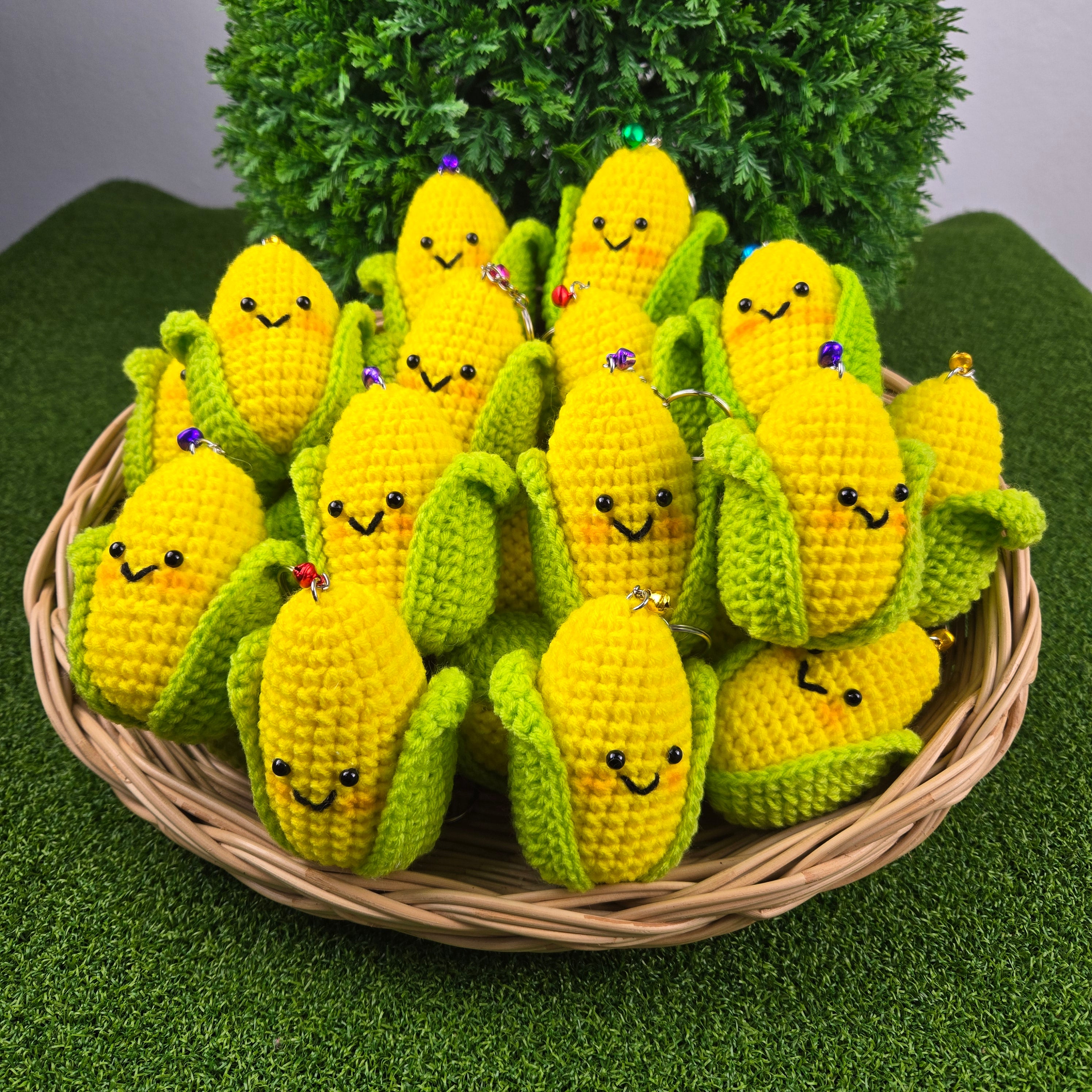 Crochet Corn Keychain Cute Handmade Plush