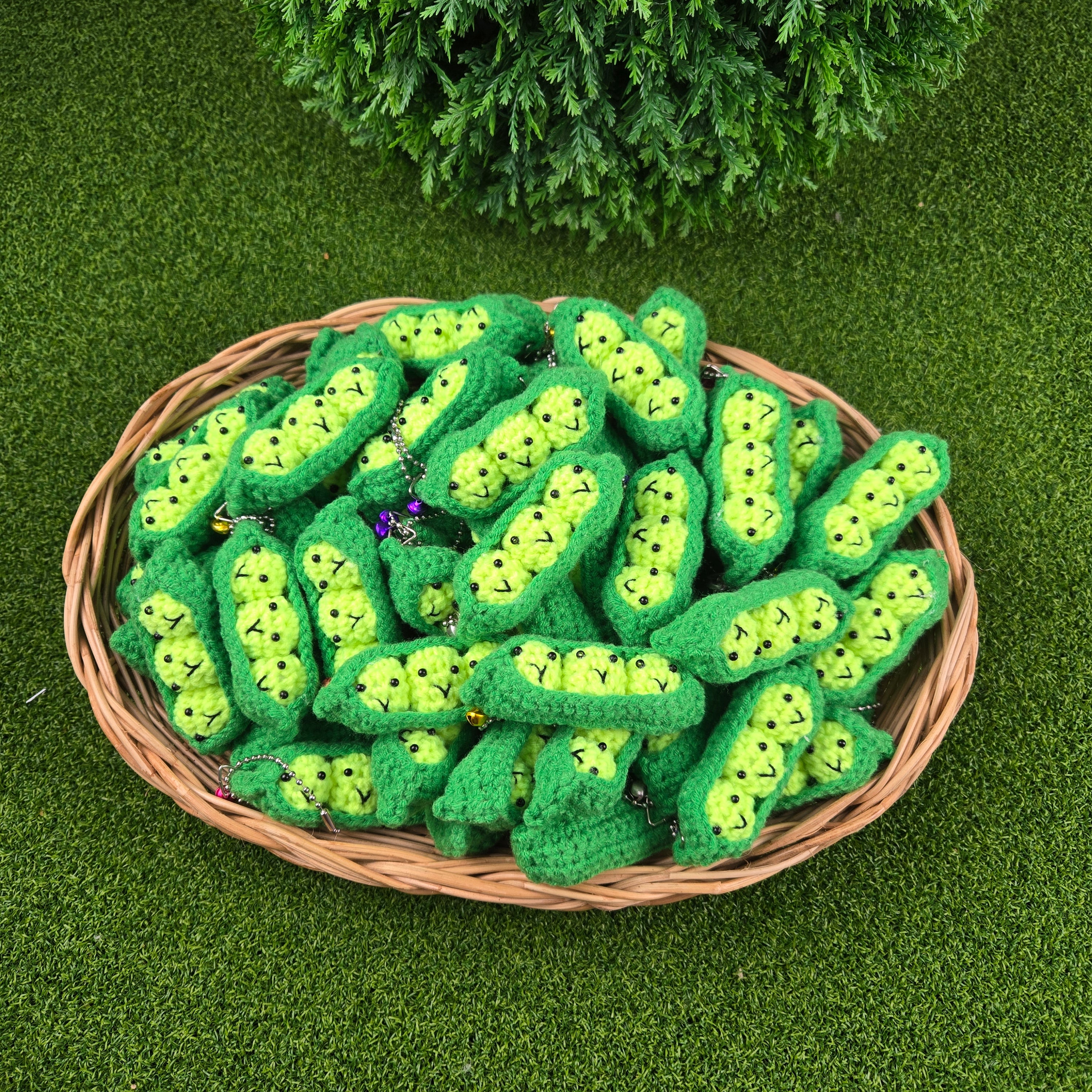 Crochet Edamame Keychain Cute Pea Pod Plush