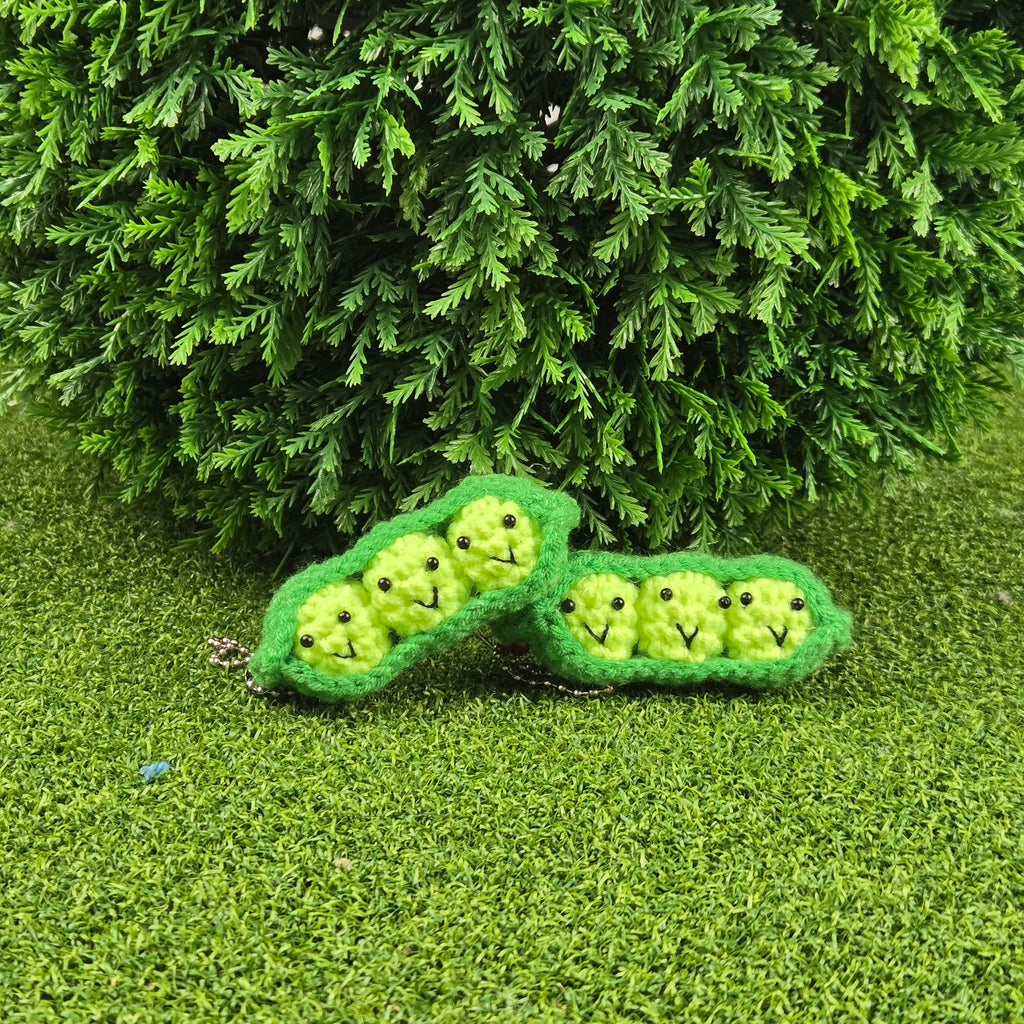 Crochet Edamame Keychain Cute Pea Pod Plush