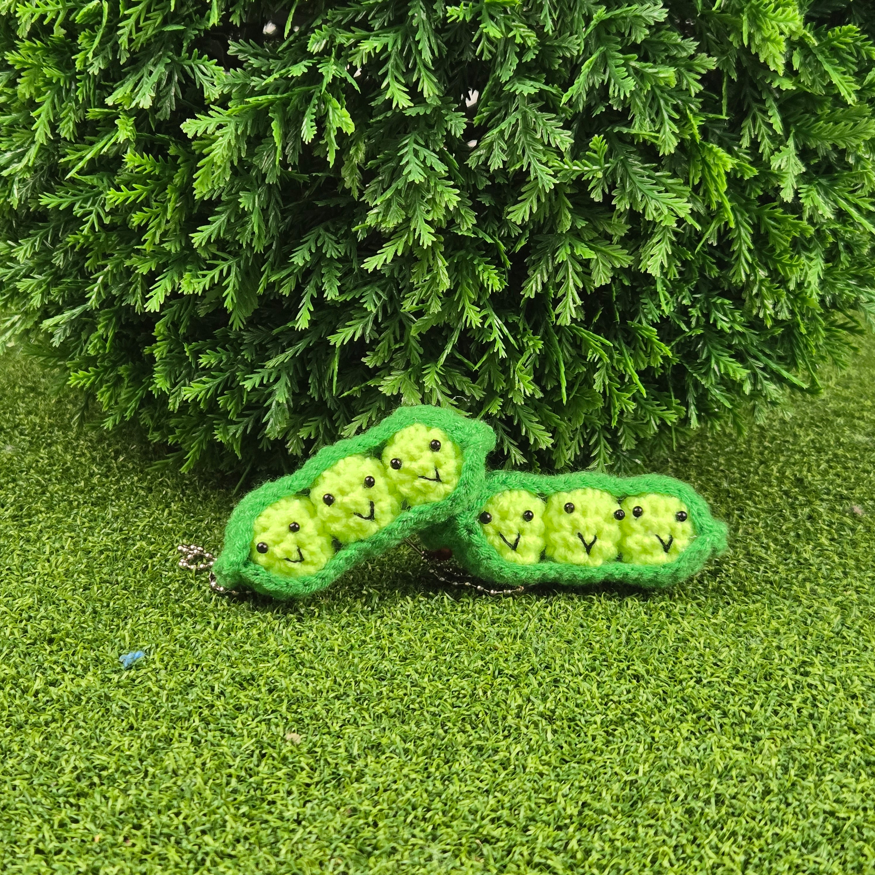 Crochet Edamame Keychain Cute Pea Pod Plush